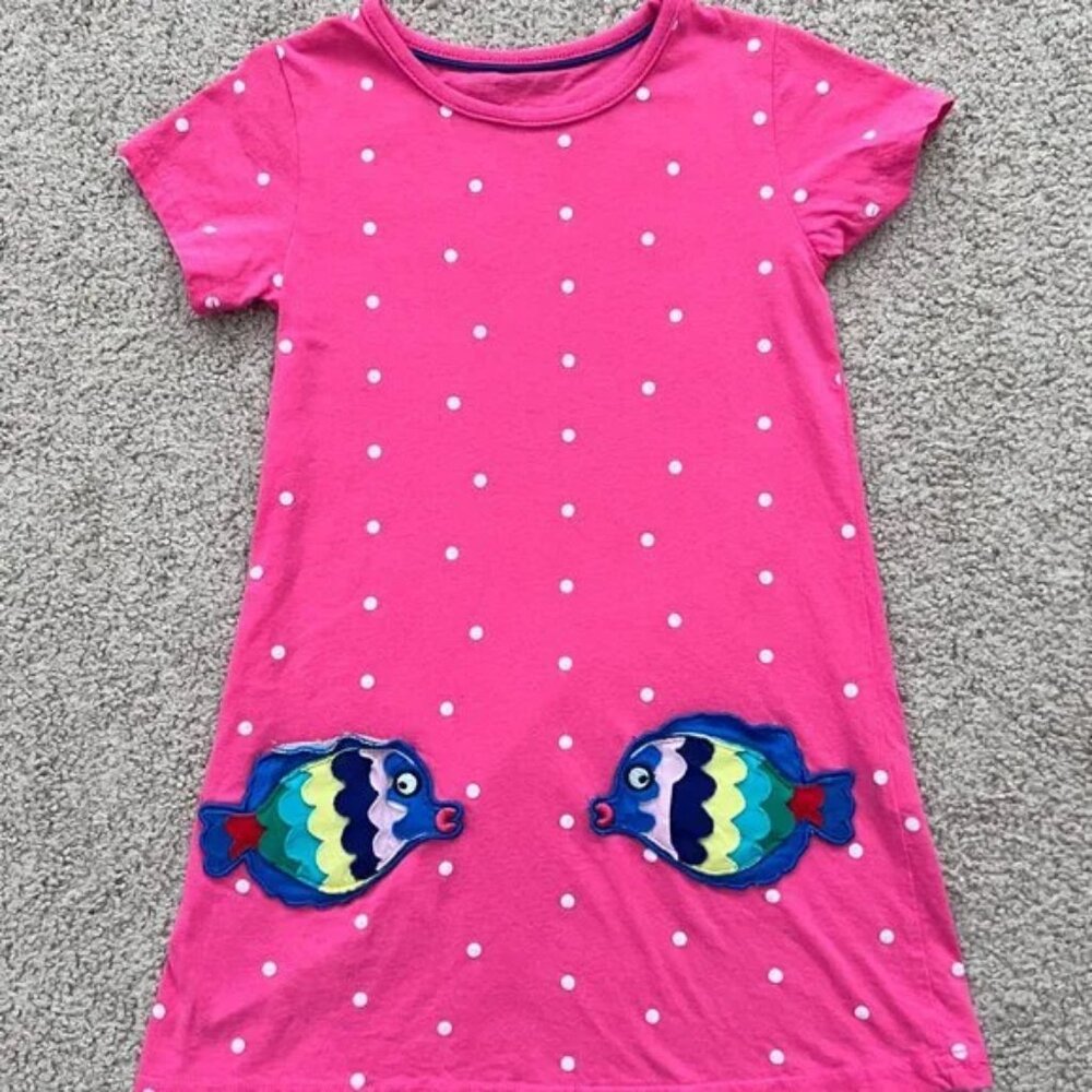 Mini Boden Inspired appliqué jersey dress- 5-6Y